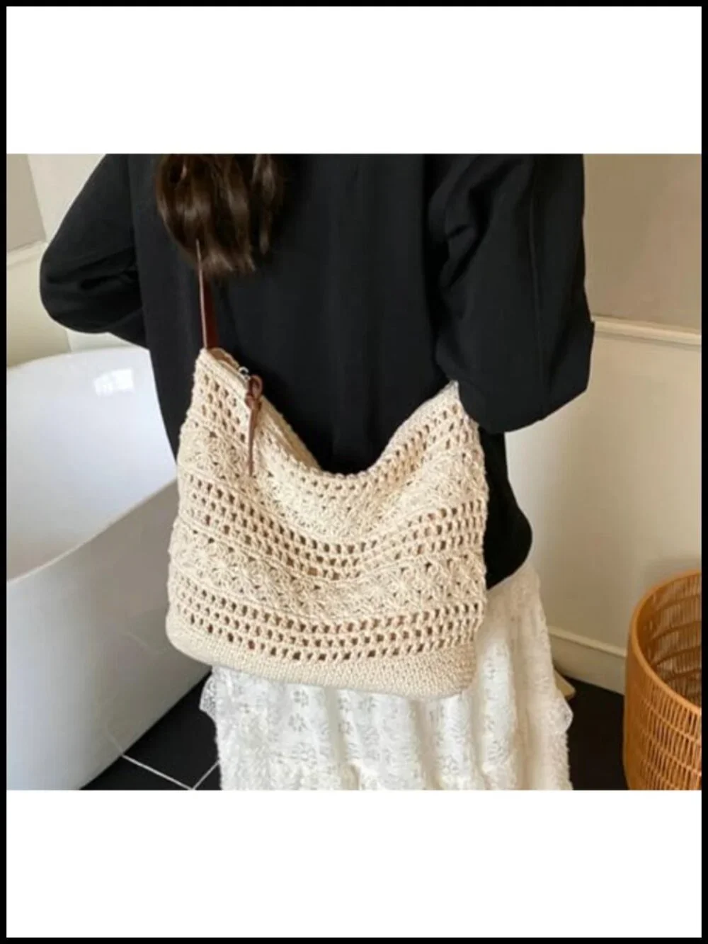 Crochet Hobo Bag Women Boho Woven Tote Handbags Cotton Knitted Shoulder Beach